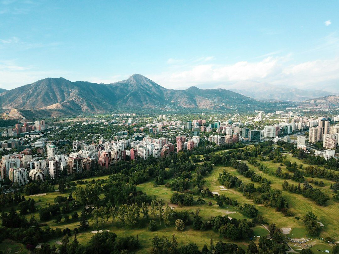 Modern skyline of Santiago de Chile with the Andes mountains in the background